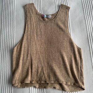 Tan Free People Sleeveless Knit Top